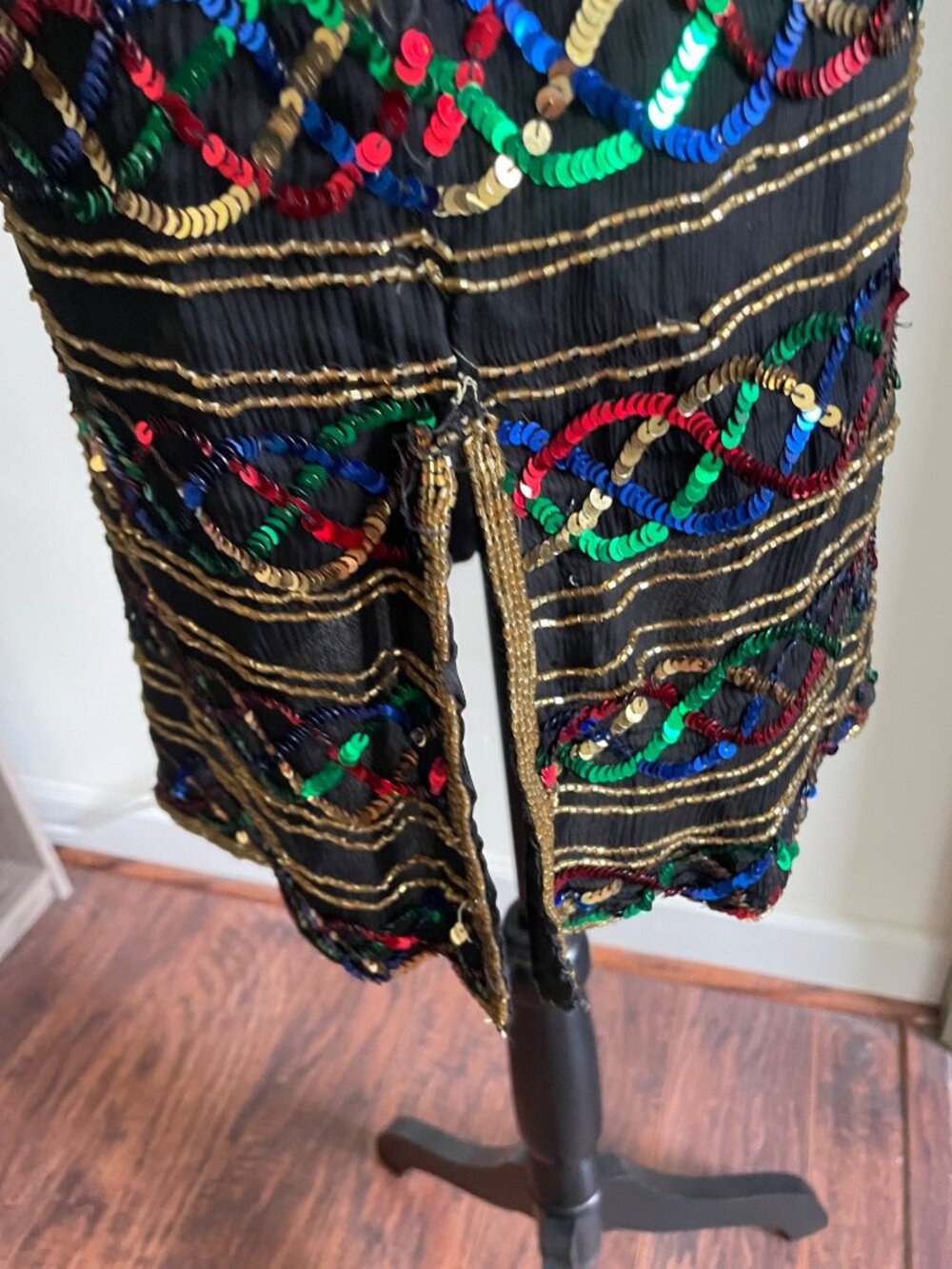 Vintage Stenay Silk Rainbow Sequin Shirt Scoop Neck Blouse Top Showgirl Sparkle - Picture 11 of 14